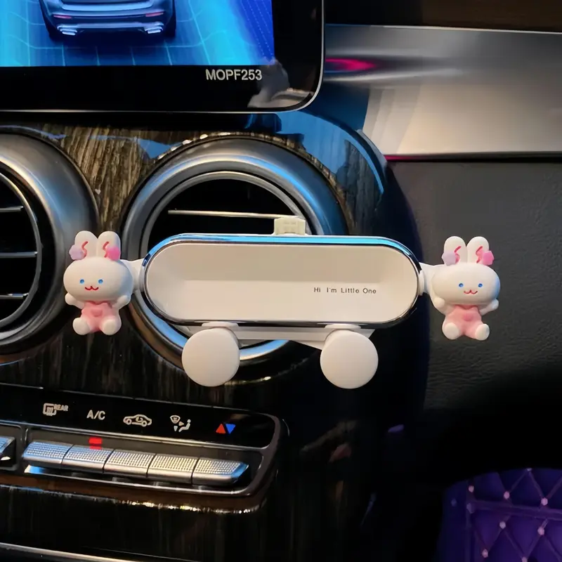 Car Air Outlet Phone Holder, 1 Count Creative Cute Cartoon Rabbit & Bear & Flower Pattern Decorative Car Phone Support Rack, Car Interior Accessory, Car Accessories 2
