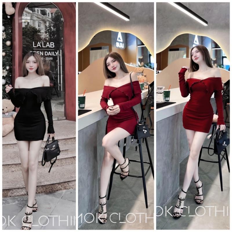 Đầm Body Nữ Thiết Kế Kiểu Quây Ngực, Váy Body Hở Vai Dáng Ngắn Sexy Thời Trang Noel Cao Cấp NHATLE D103 Thun Dress