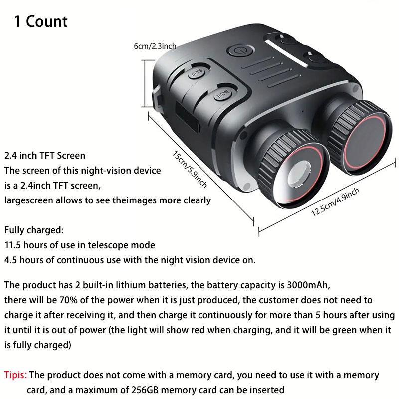 1080P Binocular Infrared Night-Vision Device, 5X Binocular Day Night Use Photo Video Taking Digital Zoom for Hunting Boating 1