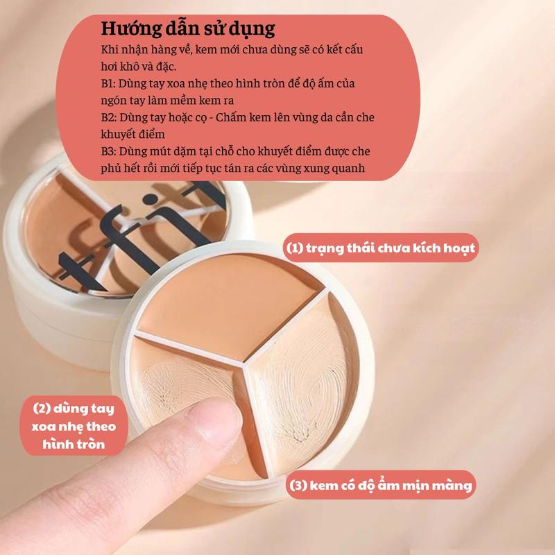 Product Introduction of Bảng Màu Che Khuyết Điểm Đa Năng, 3 Màu, Kem Che Khuyết Điểm Trung Bình Lâu Trôi, Không Thấm Nước, Trang Điểm Mỹ Phẩm Cho Nữ, Trung Bình 14