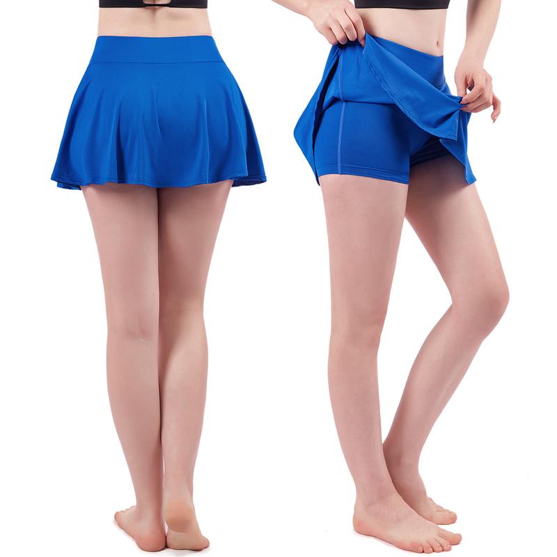 Product Introduction of Fake Two-Piece Nude Feel Yoga Culottes Women's Summer Quick-Drying Running Fitness Tennis Skirt Training Sports Short Pants 27