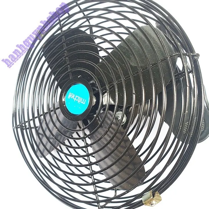 Quạt Kẹp Trên Xe Ô Tô Lồng Sắt Đen 12 và 24v Cánh sắt  - Đường Kính 22cm 5