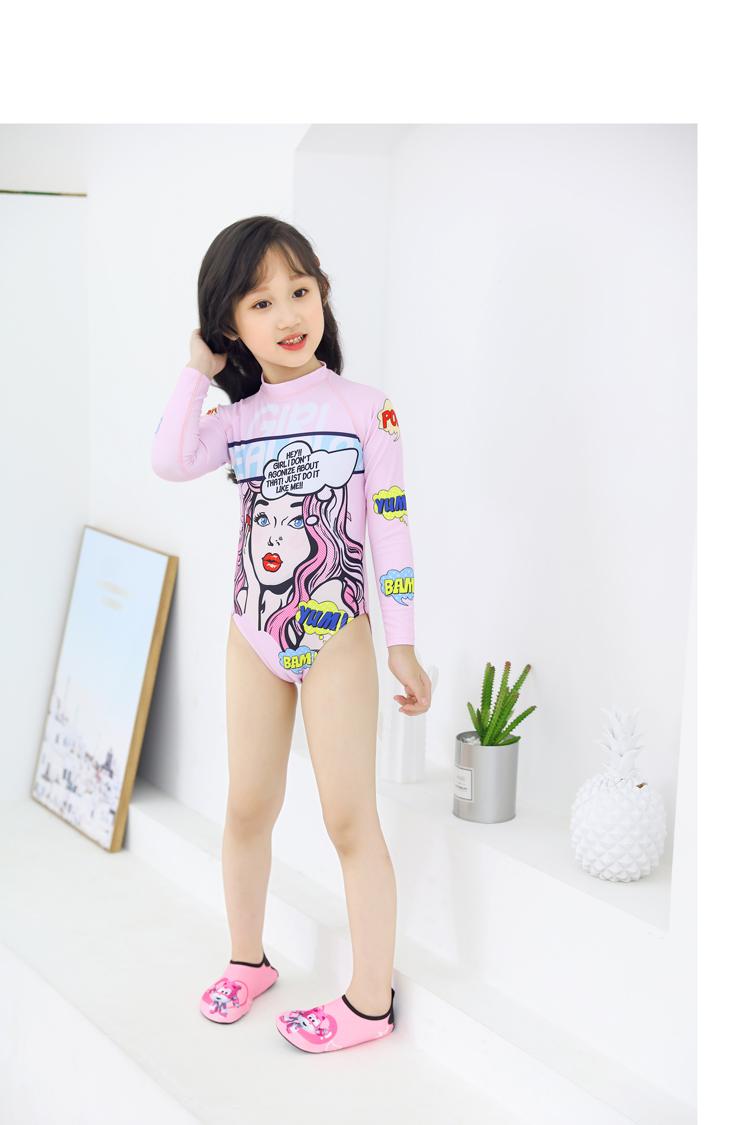 Product Introduction of Children's sunscreen swimsuit Girls' one-piece quick-drying wetsuit long-sleeved trousers surfing medium and large children's beach swimsuit 3