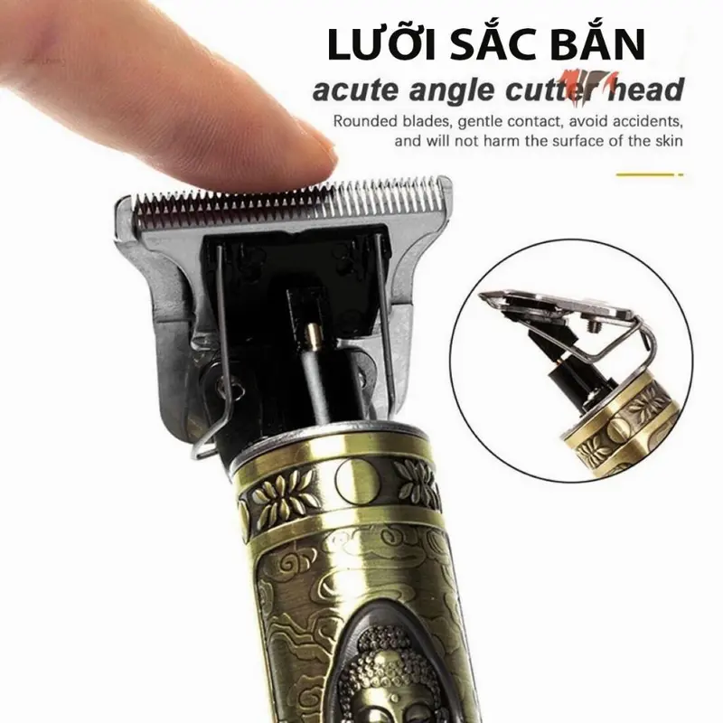 Tông đơ cắt tóc bấm viền sạc điện kiêm máy cạo râu dùng pin sạc TT-029 bấc  & 7