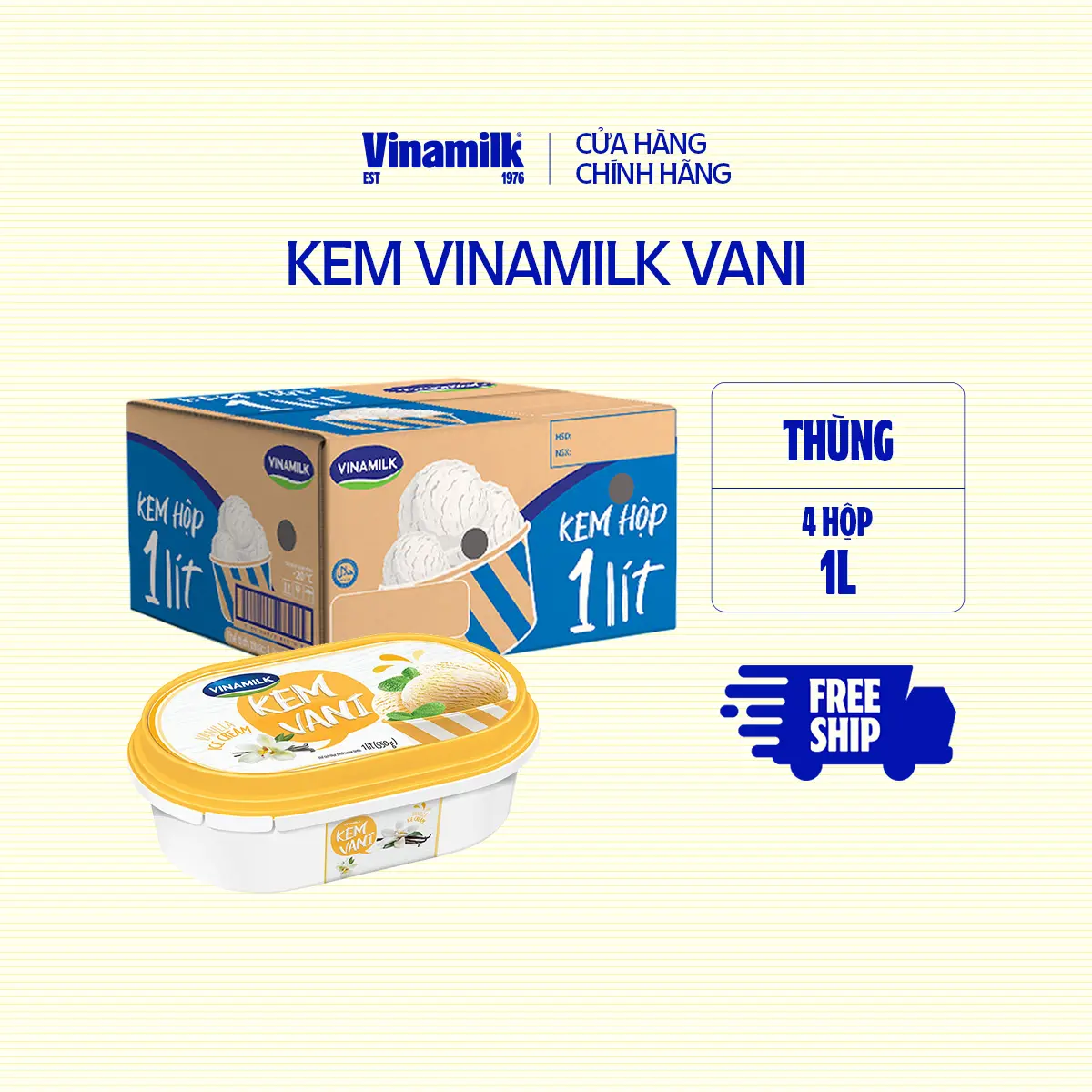 [CHỈ GIAO THÀNH PHỐ LỚN TRONG 5KM] Kem Hộp Vinamilk Vani Hộp 870ml