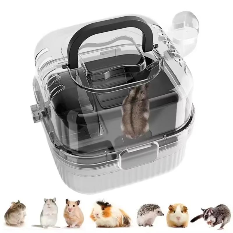 Lồng Vận Chuyển Động Vật, Cỡ Nhỏ Dung Tích Lớn, Thích Hợp Cho Chuột Hamster Và Nhím, Trong Mờ, 2 Lớp, Cầm Tay Và Thoáng Khí, Lý Tưởng Để Đi Du Lịch Ngoài Trời, Lồng Du Lịch 3