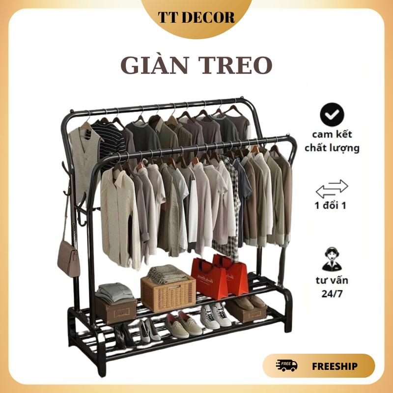 Gia Treo Quần Áo Sắt Thép Sơn Tĩnh Điện - Kệ Treo Quần Áo, Để Giày Dép Lắp Ghép Đa Năng