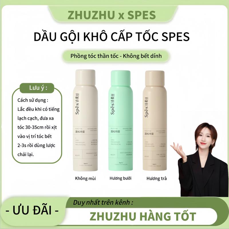 [SPES x Zhuzhu] Dầu gội khô SPES Xịt tóc tạo phồng cấp tốc, thấm hút dầu không gây bết dính, giữ nếp 8h size 50/100/150/200ml