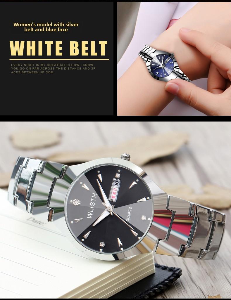 Product Introduction of Jam Tangan Lelaki, Wlisth, Fesyen Kasual, Keluli Tahan Karat, Jam Tangan Pasangan, Tali, Paparan Minggu dan Tarikh, Berkilau, Kalis Air, Jam Tangan Keluli,  Wanita, Sesuai untuk Hadiah Hari Valentine dan Krismas Watches alexandre christie Amethyst 30