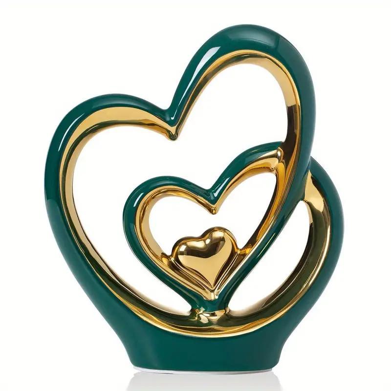 Product Introduction of Double Heart Shaped Porcelain Decor, 1 Count Creative Desktop Ornament, Modern Home Decor for Living Room, Entryway, Wine Cabinet, Coffee Table, Valentine's Day Gift Idea 15