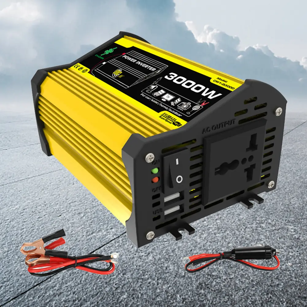 Biến tần năng lượng thông minh, 3000W, DC 12V sang AC 110 / 220V, Dual USB, Thích hợp cho các thiết bị thông minh