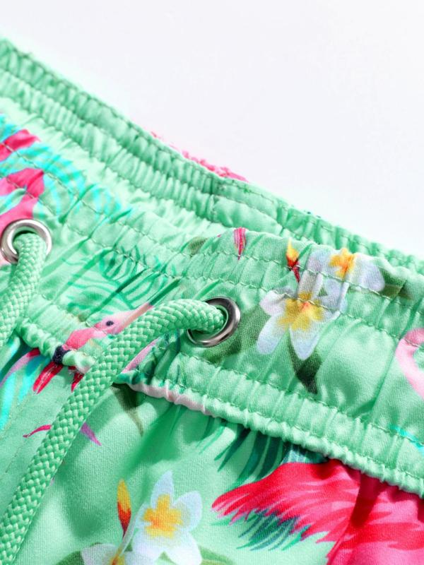 Men's Flamingo Print Swim Shorts, Casual Comfy Breathable Swim Shorts for Summer, Men's Swimwear Bottoms for Beach Swimming 8
