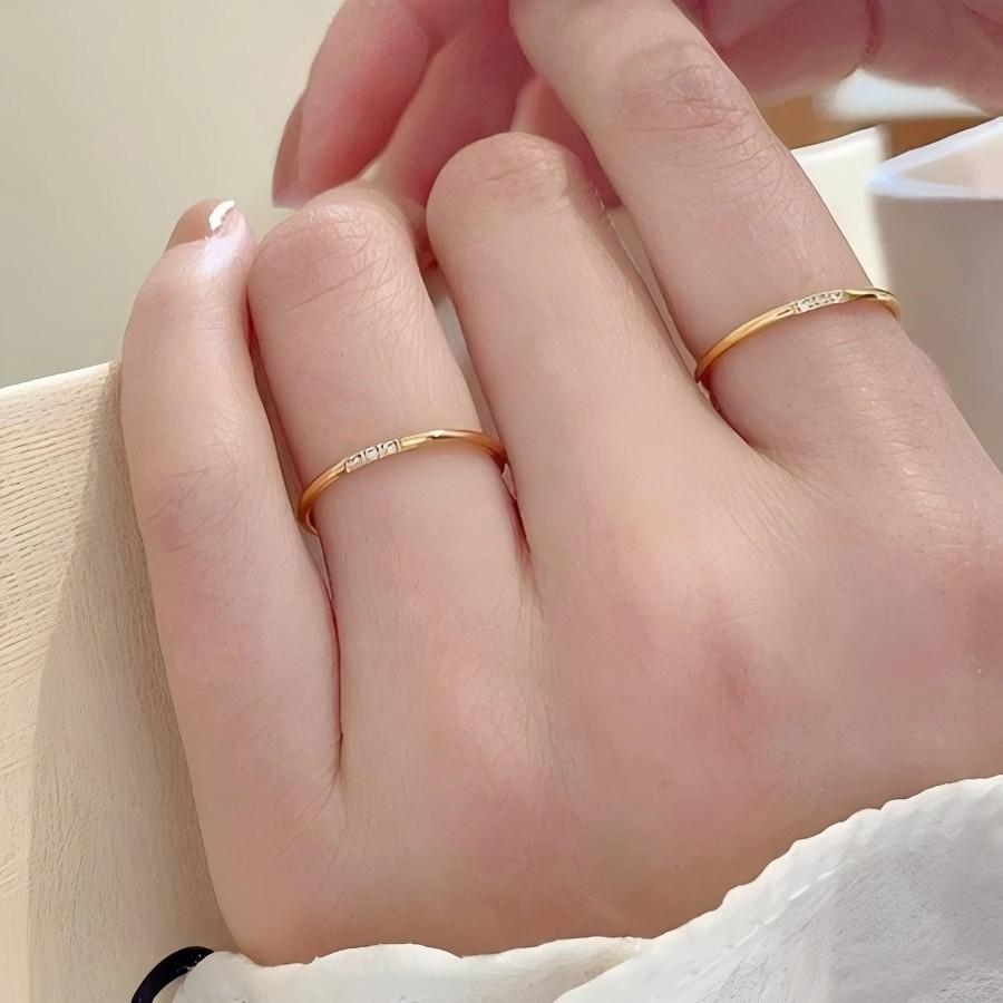 Cincin Titanium Tahan Karat Ultra-halus Berlian-set Sederhana Dan Modis Untuk Wanita Cocok Untuk