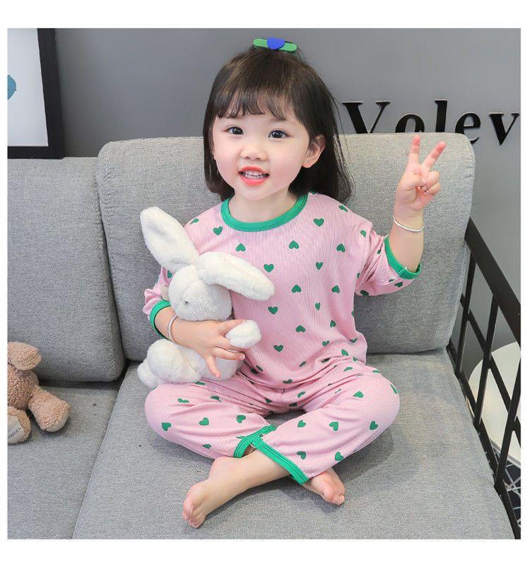 Product Introduction of 2025 Girls' Pajamas Summer Thin Baby Girls' Comfortable Breathable Ice Silk Home Wear Suit Children's Split Air Conditioning Clothes Sets 4