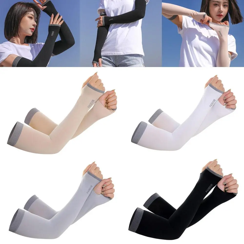 1 Pair Cooling Cycling Arm Sleeves UV Protection Bike Sports Breathable Sleeves Arm O5W5