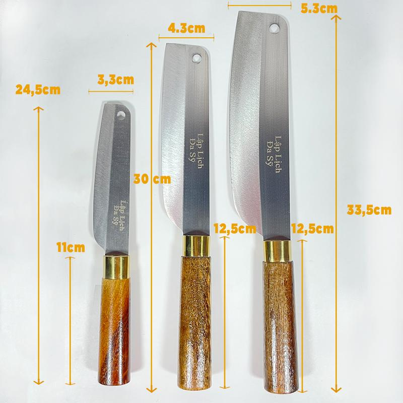 Product Introduction of Bộ 3 dao thép trắng Nhật không gỉ sét vệ sinh, sắc bén, tiện lợi vân gỗ sang trọng Đa Sỹ - HOKIT67 3