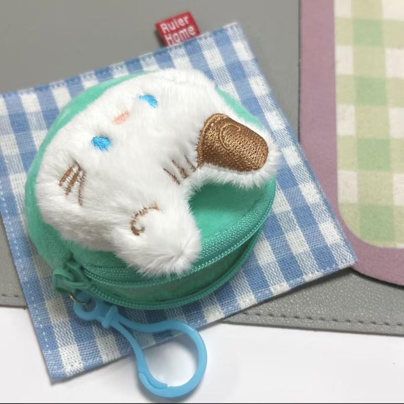 ví đựng tiền Xu Hoạt Hình Mini Nhỏ Thiết Kế Mèo Mắt Xanh Búp Bê Nhồi Bông Có Tai Nghe Túi Lưu Trữ, Mặt Dây Chuyền 3