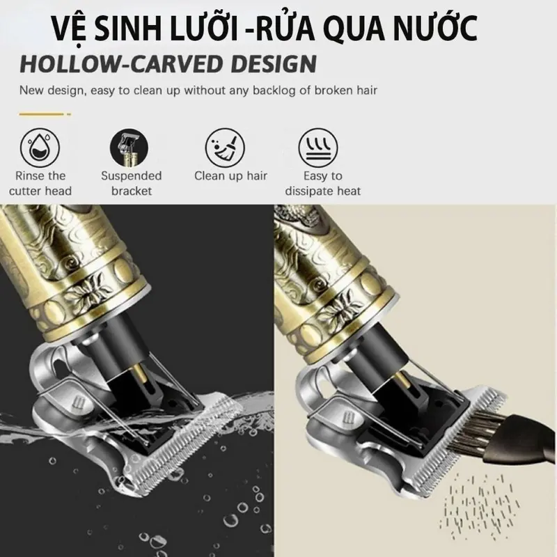 Tông đơ cắt tóc bấm viền sạc điện kiêm máy cạo râu dùng pin sạc TT-029 bấc  & 6