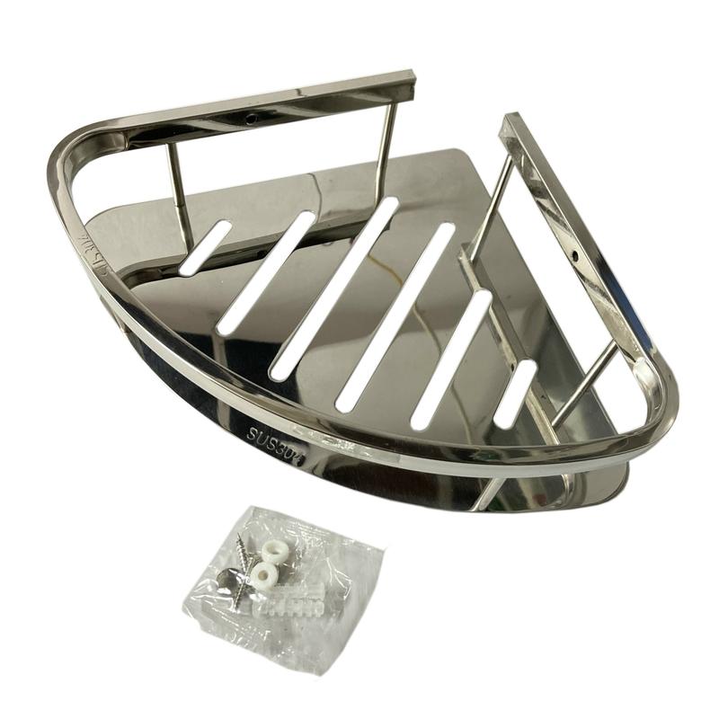 Kệ góc nhà tắm 1 tầng inox sus 304 mài bóng bản nhỏ