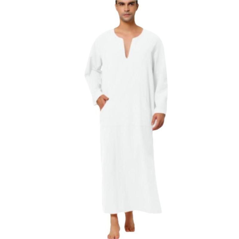 2024 Discount Fashion Hot Style Arabic Style Simple Long Men's Muslim Robe Men's 4