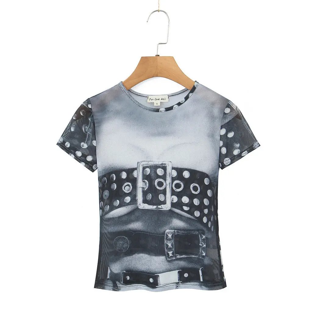 Fashion Round Neck Short Sleeved High Elasticity Versatile 7247