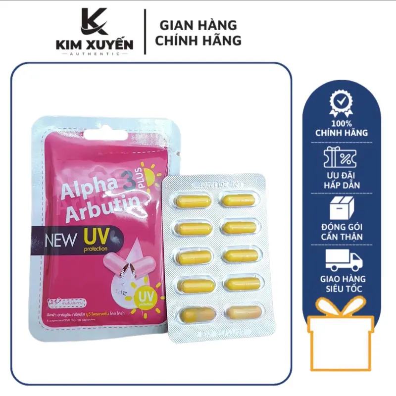Viên bột dưỡng sáng da body Alpha Arbutin New UV - Vĩ 10 viên 1