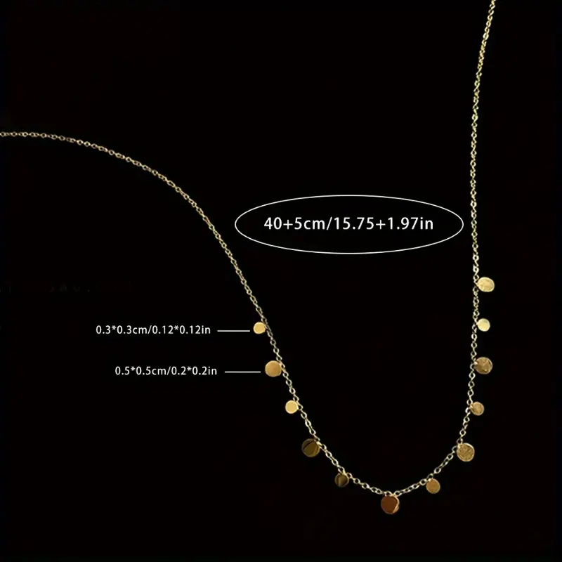 18K Golden Plated Stainless Steel Necklace for Women, Elegant Vintage Style Geometric Circle Pendant Choker, Daily Wear Chain Jewelry, Gift-Ready - 1pc 3