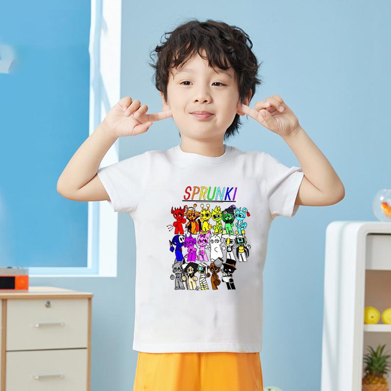 Áo Thun Bé Trai, SPRUNKI, Bộ Sưu Tập Mùa Hè, Inbox, Áo Cổ Tròn, Áo Sơ Mi Thời Trang, Cho Quần Áo Trẻ Em, Tee 0