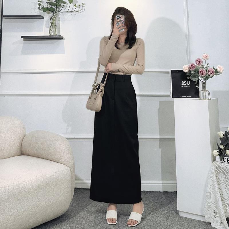 Chân váy tây maxi xẻ sau cài khuy LE.SU 7