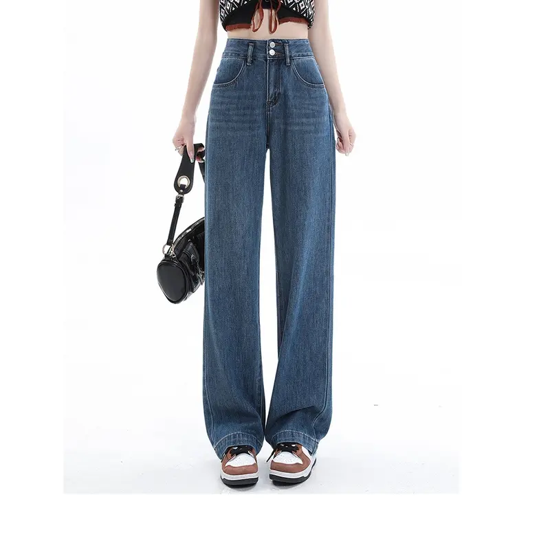 Q1333-95cm- Kisuhi Quần jean  Suông Tencel Mềm Mại Thoáng Mát Nữ Women Pants Ong 0