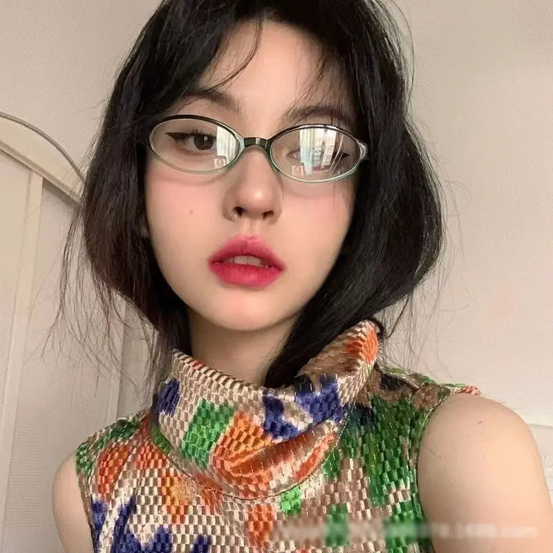 New Retro Small Frame Face-Slimming Hot Girl Glasses Frame Student Female Anti-Blue Light Glasses No-Makeup Artifact Oval Shape
