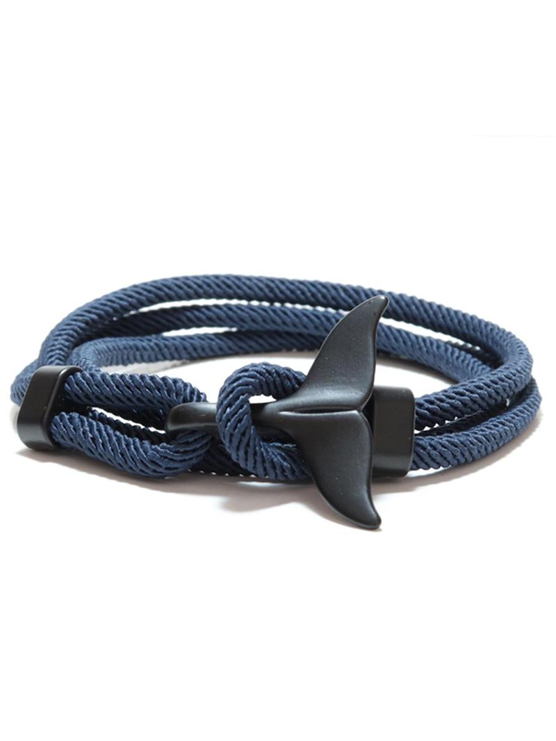 Product Introduction of Unisex Simple Style Plain Color Whale Tail Design Braided Layered Bracelet, Casual Trendy Adjustable Bracelet, Fashionable Accessories for Daily & Party Decoration 8