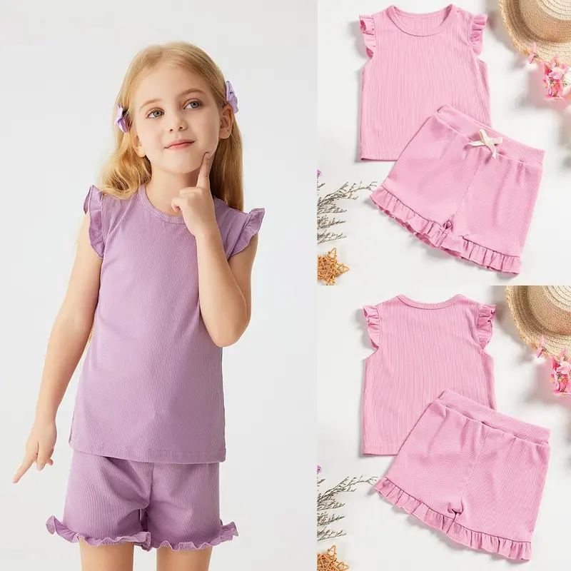 Pinpin Kids - Setelan Anak Perempuan / Atasan Rampel dan Celana Rampel / Fashion Anak Gaya Feminim 0
