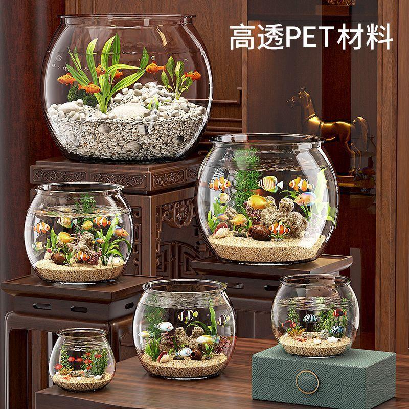 Bể Cá Nhựa, Hình Tròn, Chống Sốc, Bền, Thủy Tinh Giả Đúc Một Mảnh Thích Hợp Cho Phòng Khách Bể Rùa, Máy Tính Để Bàn Nhỏ Bể Sinh Thái 3