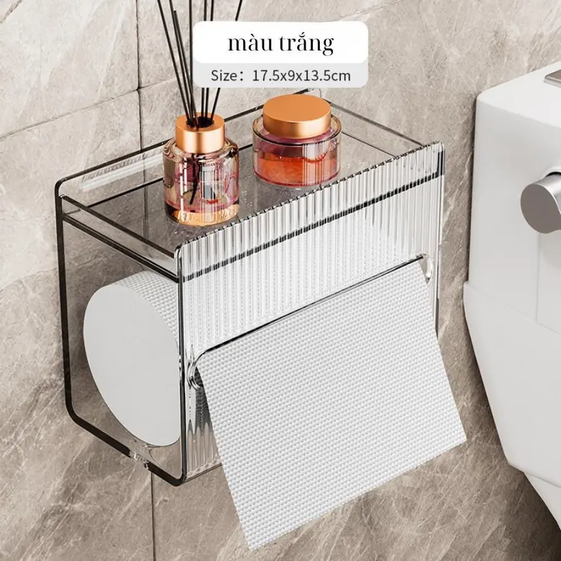 Hộp Đựng Giấy Vệ Sinh 2 Tầng Cao Cấp Hộp Đựng Giấy Hộp Giấy Vệ Sinh Có Kệ Để Điện Thoại(tặng kèm 1 miếng dán) CUAHANGNHASHIN Lắp Ráp 6
