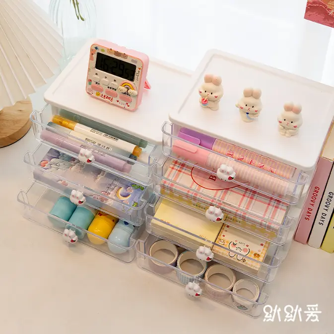Tủ Nhựa Mini Ngăn Kéo Hình Thỏ Để Bàn 4