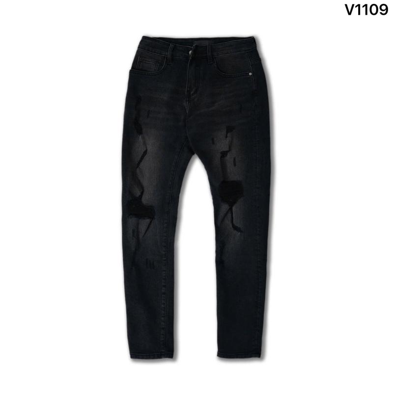  Quần jean nam Mã_V1109 fom slim gam màu đen khói rách sự kết hợp hoàn hảo nay đã trở lại với số lượng vô cùng có hạn. PAPAZI 