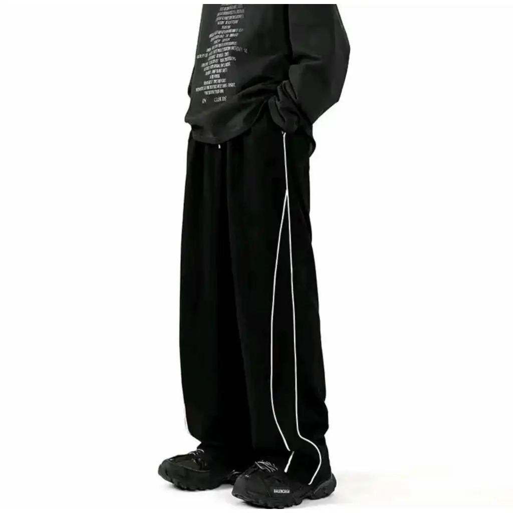 CELANA  REFLEKTIVE TRACKPANTS PARASUT | CELANA PARACHUTE STRIPE PANJANG LOOSE PANTS HITAM BASIC CASUAL DEWASA | CELANA CARGO TRACK PANTS HITAM TEBAL PRIA DISTRO