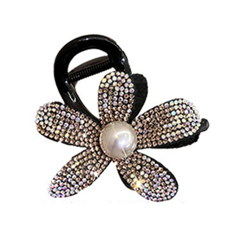 Product Introduction of Light Luxury Simple And Elegant Sparkling Flower Clip Female Bun Hair Clip Back Of Head Hair Clip Bright Flash Flower Shark Clip Versatile Exquisite Headdress 10