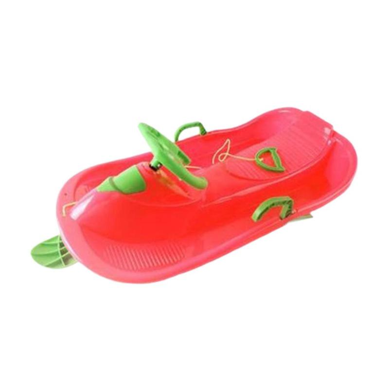 Snow Sled with Steering Wheel and Brake Portable Outdoor Unique for Downhill Versatile Ski Sled for Boys Kids Girls Children 1