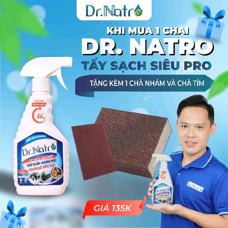 Chai Tẩy Đa Năng Dr Natro Tẩy  Sạch Mọi Vết Bẩn 1  Chai 500ml - Mua 1 tặng 2(tặng 1 miếng chà nhám và chà tím)  . Làm Sạch