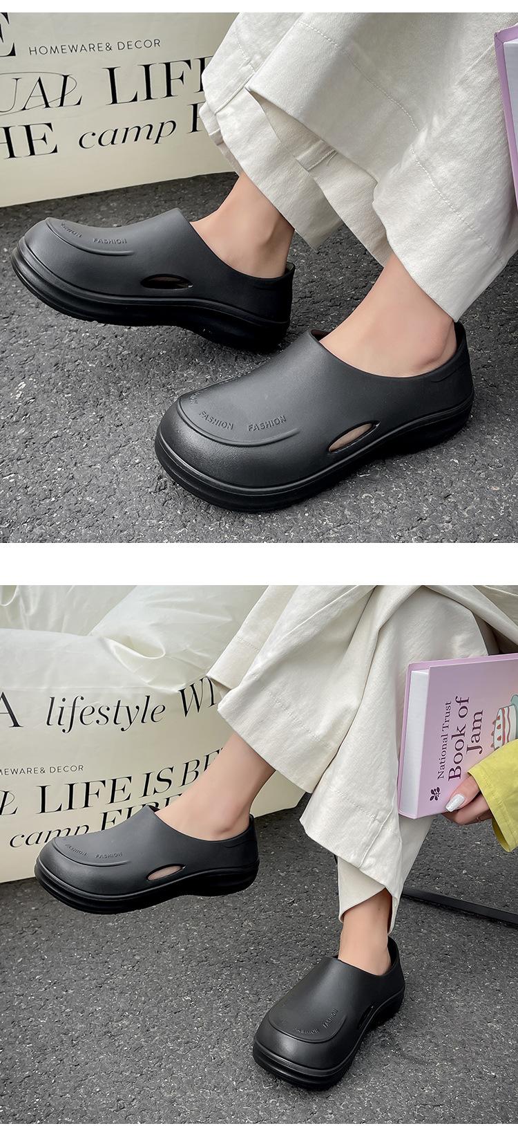 Product Introduction of 2025 Thick-Soled Closed-Toe Half Slippers for Women, Outdoor Wear, 2025 New Lightweight Non-Slip Waterproof Chef Shoes, Clogs 7