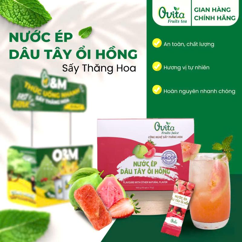 COMBO 10 Viên Lẻ - Nước Ép Trái Cây Sấy Thăng Hoa Ovita - Giữ Vẹn Hương Vị Tươi - Hộp 5 Vị 5