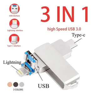 1TB IOS Flash Drive OTG  3 IN1 Rotation Pen Drive for iPhone/Android/PC [IOS/Type-c/USB]