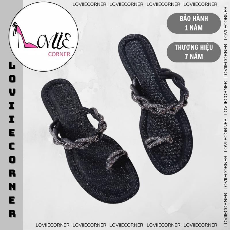 LOVIIECORNER - DÉP NỮ XỎ NGÓN ĐÍNH ĐÁ - DÉP BỆT NỮ THỜI TRANG QUAI ĐÍNH ĐÁ PHONG CÁCH XỎ NGÓN - D241160 1