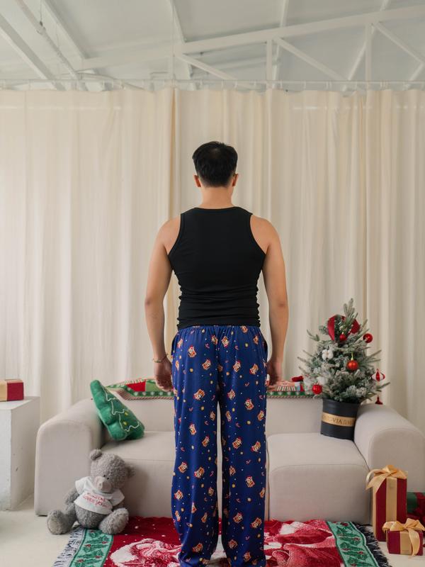 Flannel.baa - Quần dài NHUNG IN HÌNH GIÁNG SINH màu XANH dáng xuông, ống rộng nơ thắt xinh xắn 2