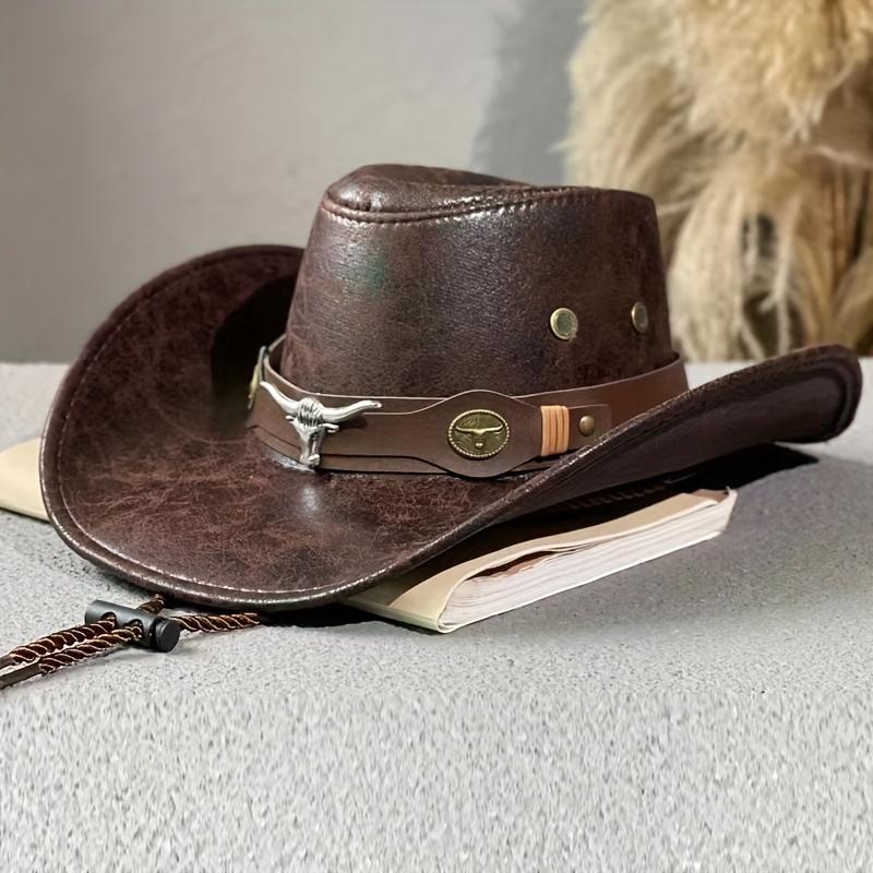 Belt Buckle Wide Brim Curling Wool Cowboy Hat