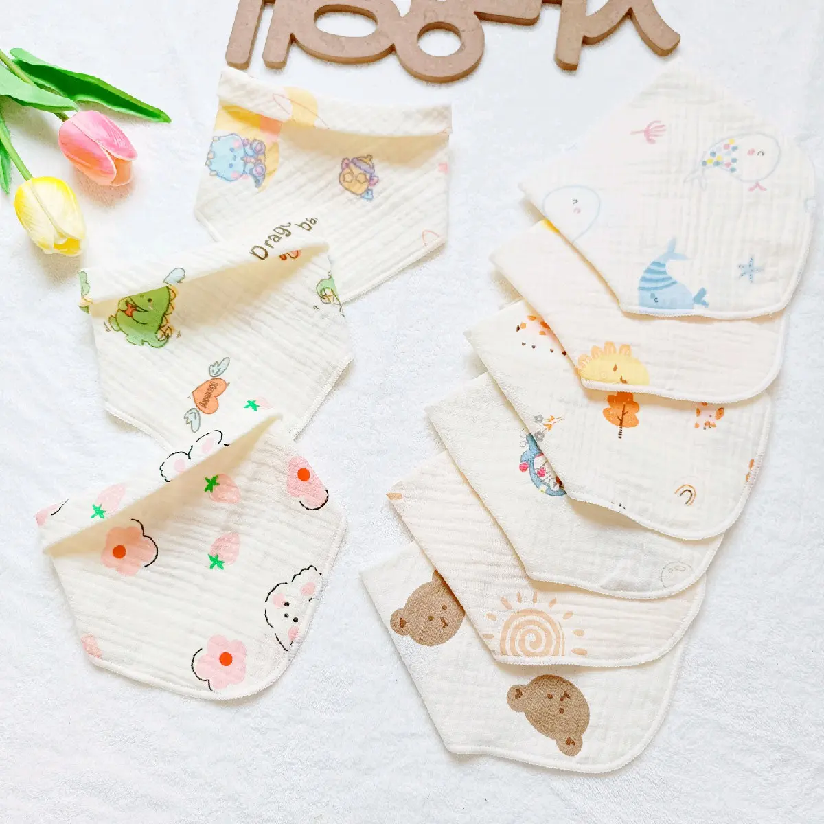 Yếm xô muslin 4 lớp siêu mềm mại và thấm hút