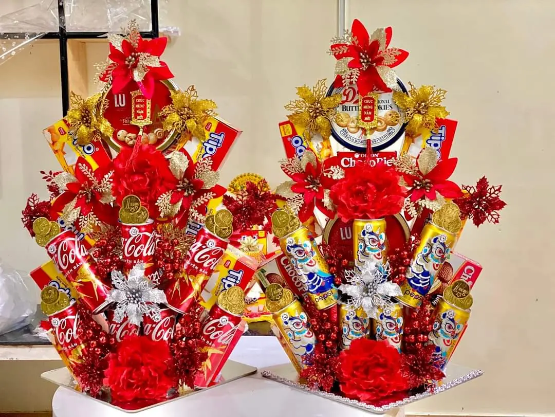 Phụ kiện hoa trang trí tháp bánh, nước Tết