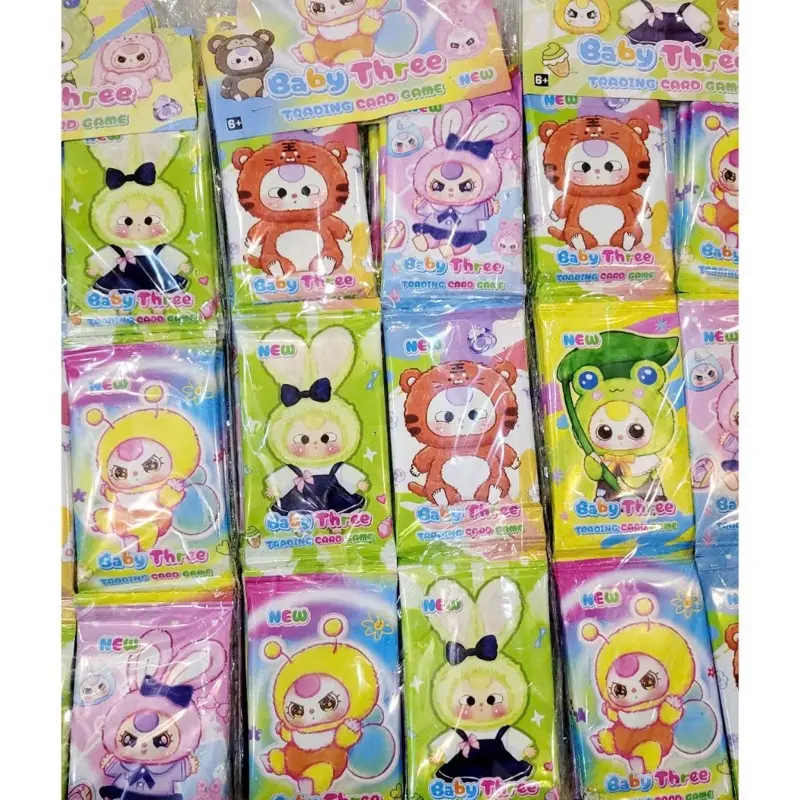 Thẻ bài baby three, thẻ sưu tầm, trò chơi kéo búa bao (1 dây 12 túi) 0